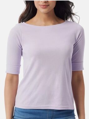 Gloria Vanderbilt Women's Alanis Boat Neck Elbow-Sleeve T-Shirt Size XL NWT
